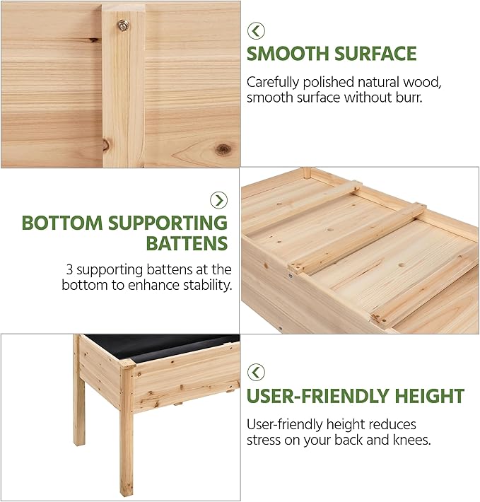 Yaheetech 1pc Raised Garden Bed 48x24x30in Elevated Wooden Horticulture Planter Box with Legs Standing Growing Bed for Gardening/Backyard/Patio/Balcony