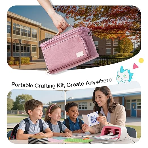 Likcut Vinyl Cutter Machine Cardstock Creator Bundle with Carrying Case & Accessories - Create a Sticker Machine, Portable Vinyl Printer for HTV, Cardstock and Creative DIY Joy