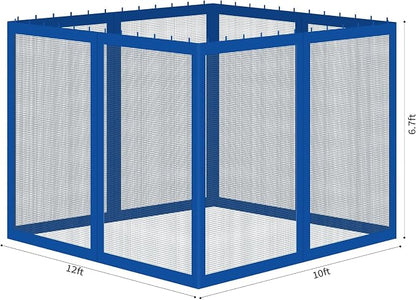 Gazebo Universal Replacement Mosquito Netting, Outdoor Mesh Netting Screen 4-Panel Sidewall with Zipper for Patio, Canopy, Garden and Backyard, Gray(Mosquito Net Only) (Blue, 10' x 12')