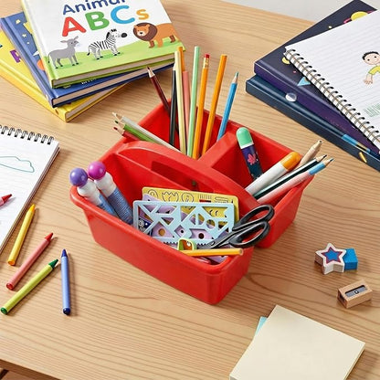 Kathfly 8 Pack Classroom Caddy Organizer with Handle, Plastic Art Craft Cleaning Caddy Bulk, Small Multipurpose Supply Organization Storage Basket for Table Desk Office Pencil Teacher (Blue Red)