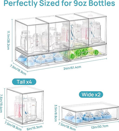 Vtopmart 6 Pack Baby Bottle Organizer Set, Stackable Storage Drawers Ideal for Kichen Countertop, Vanity, Bathroom, Cabinet, Pantry Organization