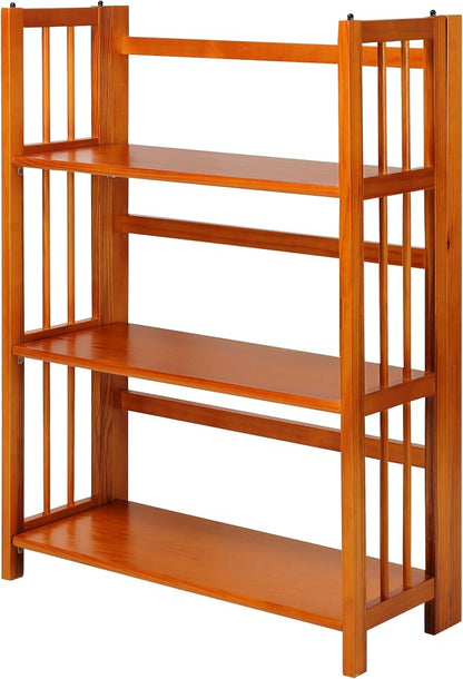 Casual Home 3-Shelf Folding Stackable Bookcase (27.5" Wide)-Honey Oak