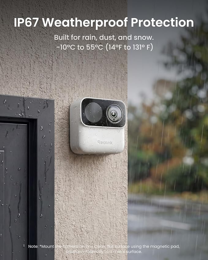 REOLINK Argus MagiCam Security Cameras Wireless Outdoor 1080p, 2 Cam Kit | Magnetic Mount, 2.4/5GHz WiFi, AI Detection, IR Night Vision, No Subscription, IP67, 9-Month Battery Life, Easy Set Up