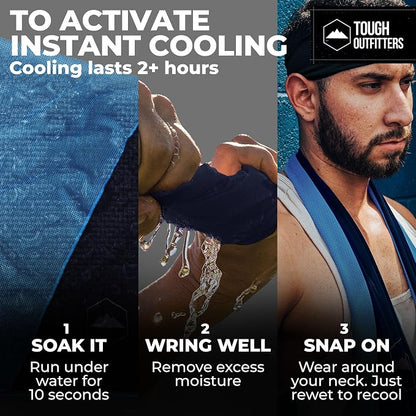 Tough Outdoors Cooling Towels for Neck Face - Neck Cooling Towel for Hot Weather Yoga Sports Golf Sweat - Instant Cold Towel