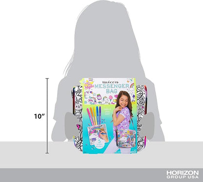 Just My Style Color Your Own Unicorn, Personalized Doodle Messenger Bag with Adjustable Strap, Great for School & Errands, Gift Ideas for Girls, Crafts Activity for Kids Ages 6, 7, 8, 9