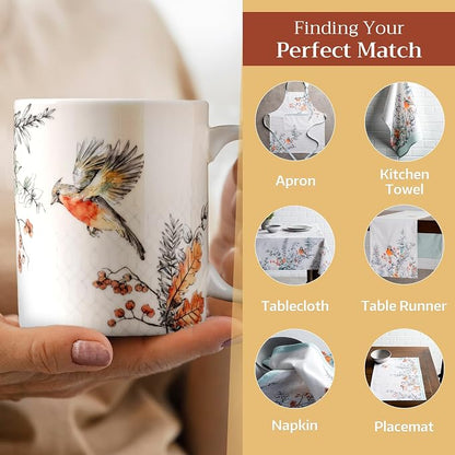Maison d' Hermine Coffee Mug with Handles Tea Cups (15 Ounce, Pack of 2) | Fine Bone China Coffee Mugs for Hot Beverages Cappuccino Latte Home Restaurant Hotel Spring Summer -Whitish Shabby Chique
