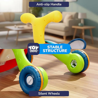 TOY Life 3 in 1 Baby Push Walker and Activity Center, Sit to Stand Walker for Babies 6-12 Months, Baby Walking Toys with Music Panel for Girls Boys, Toddlers Push Toys Gifts for Learning to Walk Red