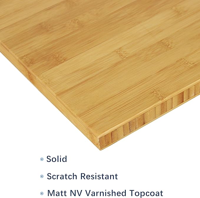 VWINDESK 60 x 30 x 1 Inch 100% Solid Bamboo Desk Table Top Only,for Standing Desk Home Office Desk with 60mm grommets(Right Angle)