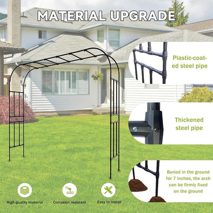 25MM Thickened Steel Pipe Garden Arch Trellis – 157"(L) x 105"(H) Extra Heavy Duty Arbor, PE-Coated Rust-Proof Trellis for Climbing Plants Outdoor, Support for Roses, Ivy, Grapevine, Beans