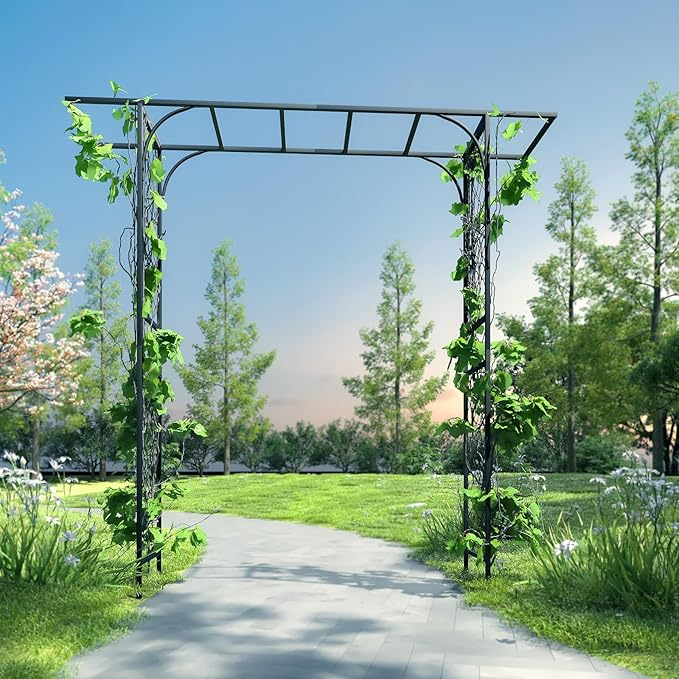 Zhongma Metal Garden Arbor, 83.5'' High x 82.7'' Wide, Outdoor Arch for Climbing Plant, Decorations Pergola
