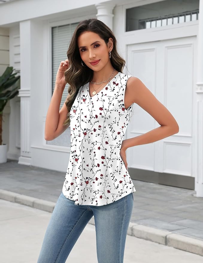 Zeagoo Tank Top for Women V Neck Loose Fit Sleeveless Summer Tops Business Casual Outfits Dressy Blouses Shirts