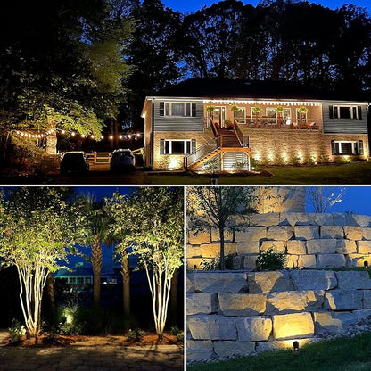 SUNVIE 3W Low Voltage Landscape Lighting LED Landscape Spotlights with Connectors Waterproof Low Voltage Landscape Lights 3000K Warm White Uplights Outdoor Spot Lights for Yard Garden House, 4 Pack | Waterproof 12-24V Low Voltage Landscape Light 300LM ...
