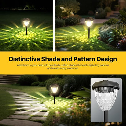 Ensenior Solar Pathway Lights Outdoor - 8-Pack, 3000K LED Landscape Garden Lights, IP65 Waterproof, Tool-Free Auto ON/Off for Garden Yard Patio Walkway Landscape, 14.17" Height