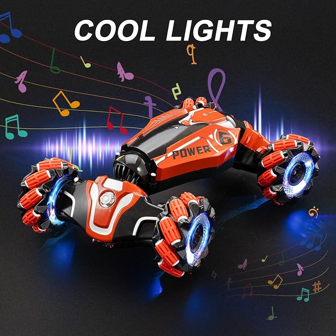 Gesture Sensing RC Stunt car, 4WD Drive Watch Remote-Controlled Vehicle, Bidirectional Drifting Off-Road Vehicle with Music and Lights Toys for Boys,Presents for Kids 4-12 Old