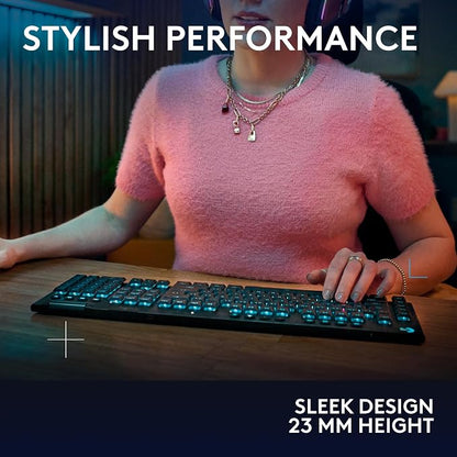 Logitech G915 X Lightspeed Wireless Gaming Keyboard (Clicky) - Black | Low Profile, Mechanical Switches, Double-Shot PBT Keycaps, RGB lighting, Aluminum finish, PC/Mac Compatible