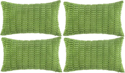 Fancy Homi 4 Packs Decorative Throw Pillow Covers for Living Room Couch Bed, Modern Farmhouse Boho Home Décor Accent Cushion Case, 20" x 12", Lime Green