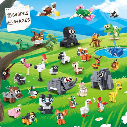 32 Packs Party Favors Building Block Sets for Kids,Mini Animal Building Toys for Classroom Prizes,Goodie Bag Stocking Stuffers,Valentines Day Christmas Birthday Gifts for Girls Boys Age 8-12