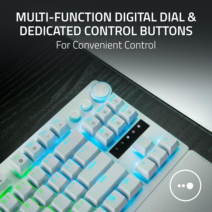 Razer Huntsman V3 Pro TKL 8KHz Esports Gaming Keyboard, White | Analog Optical Switches Gen 2, 8000 Hz Polling, Razer Snap Tap, Rapid Trigger, Adjustable Actuation, Media Controls