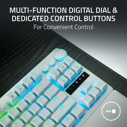 Razer Huntsman V3 Pro TKL 8KHz Esports Gaming Keyboard, White | Analog Optical Switches Gen 2, 8000 Hz Polling, Razer Snap Tap, Rapid Trigger, Adjustable Actuation, Media Controls