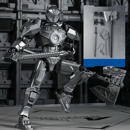 2 Pack T13 Action Figure Set, Already Assembled Titan 13 Robot, 5.5 Inch Posable Dummy 13 for Boys, Multi-Jointed Collectible Desktop Decor for Game Anime Fans（Black+Sliver）