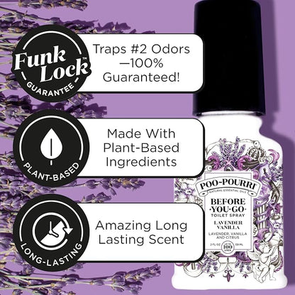 Poo-Pourri Before-You-Go Toilet Spray Refill, Lavender Vanilla,16 Fl Oz, Up to 800 Uses, Bathroom Odor Deodorizer with Essential Oils for Home or Work, Lavender, Vanilla and Citrus Scent
