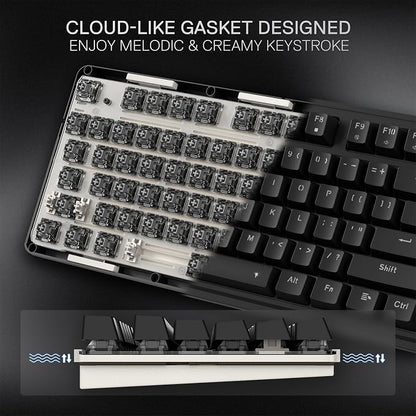 Redragon K745 Wired 108-Key Gasket RGB Gaming Keyboard, 4 Extra Hotkeys | Dedicated Shortcut Keys for Mute, Calc & Desktop, Cushioned 5-Layer Dampening for Creamy Thocky Sound, Programmable Software