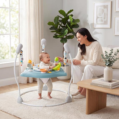 HONEY JOY Baby Bouncer Activity Center, Infant Jumper and Table w/ 360° Rotary Seat, 3 Adjustable Heights, Music, Sounds & Developmental Toys, Activity Center for Babies(Light Blue)