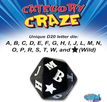 Category Craze - The Simple, Fast-paced, dice-Rolling, Category Card Game for Families or Parties! Ages 12 and up. 2 or More Players or Teams!