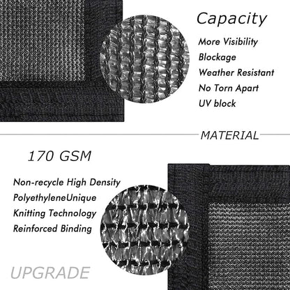 UPGRADE Privacy Fence Screen 5'x28' Black Outdoor 90% Visibility Blockage 170 GSM Mesh Shade Cover Panels for Backyard,Balcony,Home Decoration with Zip Ties,Customized Avaliable