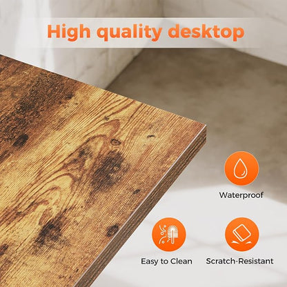 Mericonia 32x16 Inch Computer Desk with Wheels, Small Simple Rolling Desk | Writing Table for Home Office Bedroom Work Study, Brown