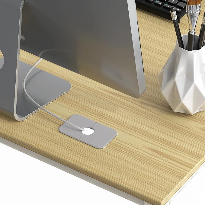 SHW Mission 55 x 60 L-Shape Home Office Computer Desk, Oak | Reversible Desktop Design
