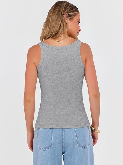 ANRABESS V Neck Tank Tops for Women Ribbed Knit Camisole 2026 Summer Casual Sleeveless Slim Fitted Basic Cami Shirts Clothes