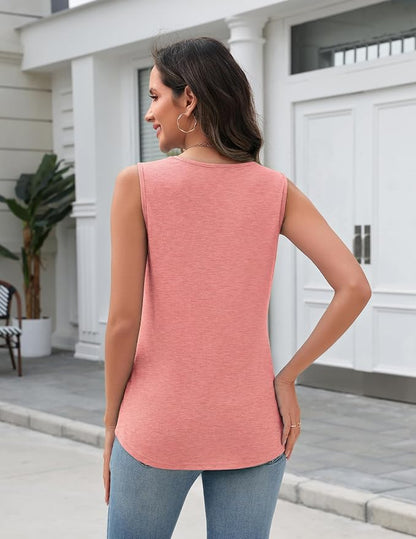Zeagoo Tank Top for Women V Neck Loose Fit Sleeveless Summer Tops Business Casual Outfits Dressy Blouses Shirts