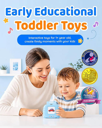 Aullsaty Talking Flash Cards for Toddlers 1-5 Years Old, Upgraded 536 Sight Words with 6 Songs Montessori Autism Sensory Toys, Educational Learning Speech Therapy Birthday Gifts for Boys Girls (Blue)