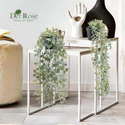 Der Rose 2Pcs Fake Plants Hanging Artificial Decor Faux Potted Eucalyptus and Pea Pod Plants for Boho Bathroom Home Office Desk Wall Shelf Bookcase Accessories Decor Indoor