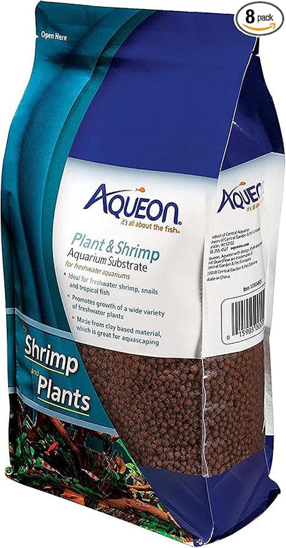 Aqueon Plant and Shrimp Aquarium Substrate, Aqua Soil for Fish Tanks, 5 Pounds (Pack of 8)