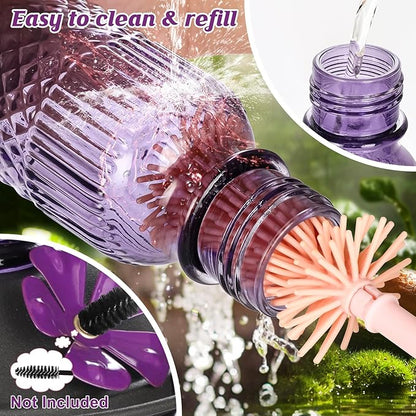 FEED GARDEN Glass Hummingbird Feeder for Outdoors Hanging, 16 oz Leak-Proof Nectar Feeder with Bee Guards & Ant Moat, 4 Metal Flower Feeding Ports, 360° Perch Ring, Easy Refill & Clean, Purple