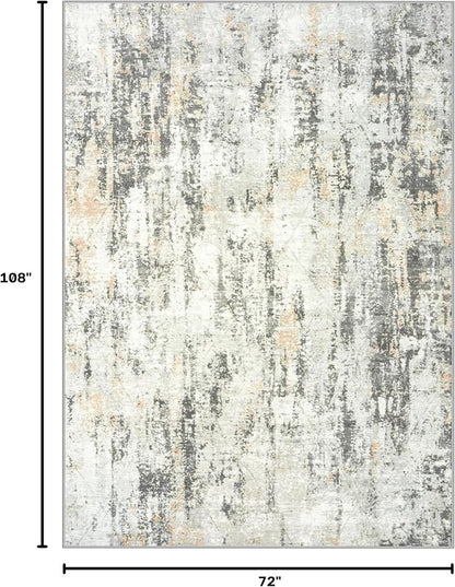 6x9 Area Rugs Washable Rug: Large Modern Abstract Living Room Rug Soft Anti-Skid Thin Carpet Indoor Floor Non-Shedding Carpets for Bedroom Dining Room Farmhouse Nursery Home Office Grey Brown