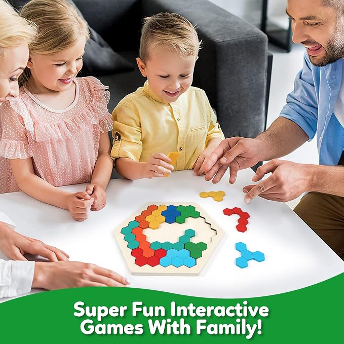 Wooden Puzzles Blocks Brain Teasers Logic Games for Classroom & Party Times,Jigsaw Puzzle Intelligence STEM Montessori Educatioanl IQ Toys Games for Kids Boys Girls Ages 3+ (2 Pack)