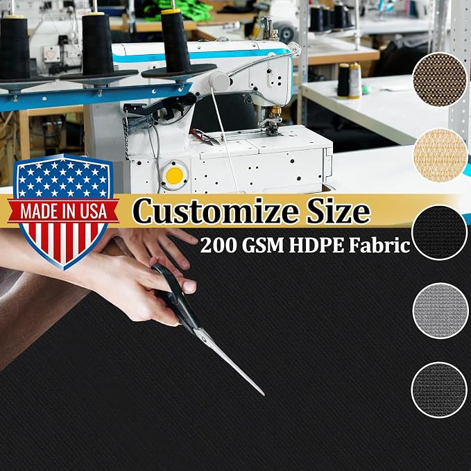 Shade&Beyond Customized Size 11' X 13' Shade Cloth with Grommets, 90% UV Protection UV Protection Mesh Tarp Sun Screens for Patio GN01, Black