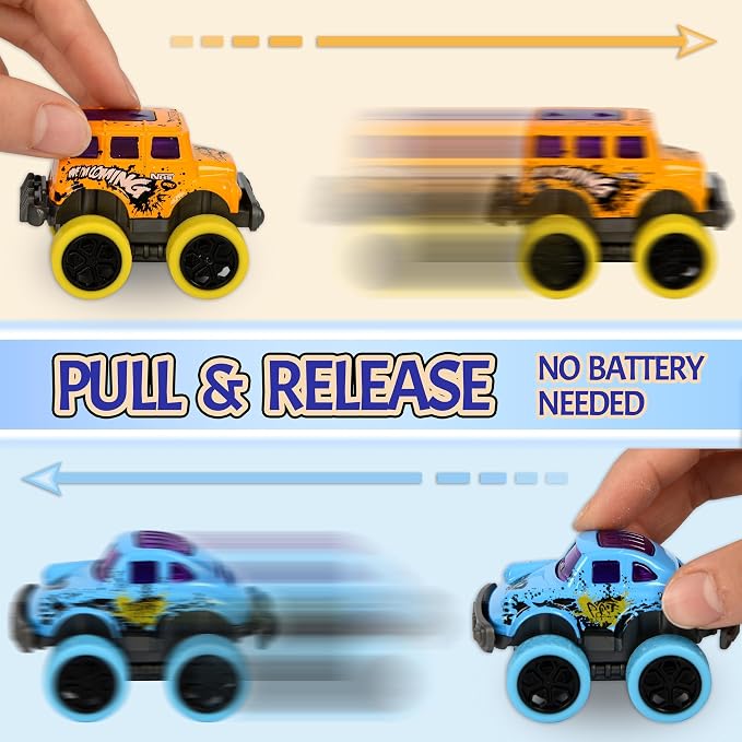 Monster Truck Christmas Stocking Stuffers for Boys Age 3-6 – Pull Back Monster Trucks for Party Favors, Set of 8