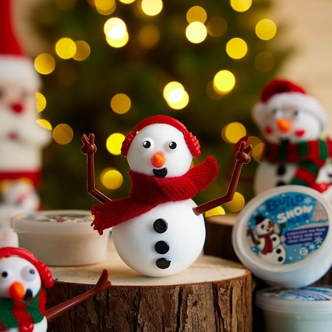 JOYIN Christmas Build a Snowman Craft Kit, 12 Pack Modeling Clay DIY Make a Snowman Kit for Christmas Arts and Craft Activities, Xmas Gift Stocking Stuffers for Kids, School Funny Toy Party Favor