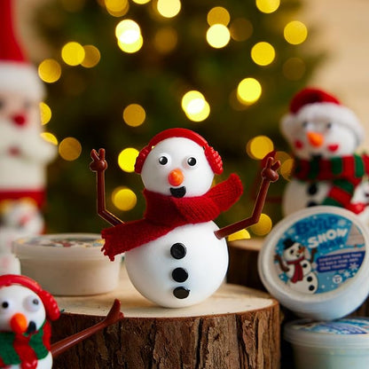 JOYIN Christmas Build a Snowman Craft Kit, 12 Pack Modeling Clay DIY Make a Snowman Kit for Christmas Arts and Craft Activities, Xmas Gift Stocking Stuffers for Kids, School Funny Toy Party Favor