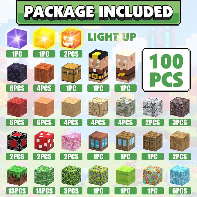 JIMI Magnetic Building Blocks, 100pcs Magnetic Blocks STEM Construction Toys, Montessori Sensory Stacking Toys for Toddlers, Light-up 1 Inch Magnet Cubes, Christmas Birthday Gifts for Kids 3 4-8