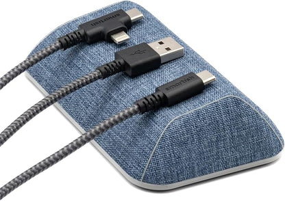 Smartish® Magnetic Cord Holder - Bigger Cable Wrangler Organizer with Magnet Clips for Charger Management on Desktop, Nightstand - Holds 6+ Cables - Blue Jeanie