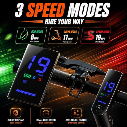 Electric Scooter, 350W-500W Motor, 9 MPH to 22MPH, 10-41 Miles Range, Dual Suspension, Dual Braking, App Control, Foldable Commuter E Scooter for Adults and Teens