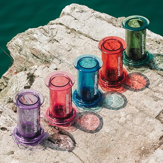 AeroPress Clear Red Coffee Press, French Press, Pour-Over & Espresso Style | All-in-One Manual Coffee Maker, 2-Minute Brew, Less Bitterness, More Flavor, Portable, Travel & Camping
