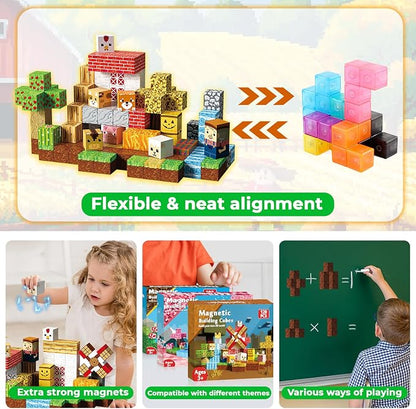 Goody King Magnetic Blocks | 120PCS Magnetic Building Blocks,Magnetic Blocks Farm,STEM Montessori Sensory Toys for Toddlers Kids Boys Girls Ages 3 4 5 6 7 8 9 10 Christmas Birthday Easter Gifts