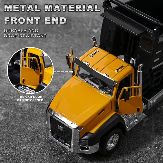 AIUAZA 1/50 Engineering Construction Vehicle, Dump Truck, Excavator, Mixer, Only The Front of The car is Made of Alloy，Collection Model car, Boy's Door Opening Pull Back car Toy (Excavator)