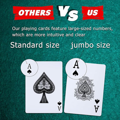FURWEY Playing Cards 32 Pack,Standard Index,Red and Blue Backs,Large Digital Printing is Easy to Read,Blackjack，Euchre, Canasta Card Game, Poker Cards（Red/Blue）